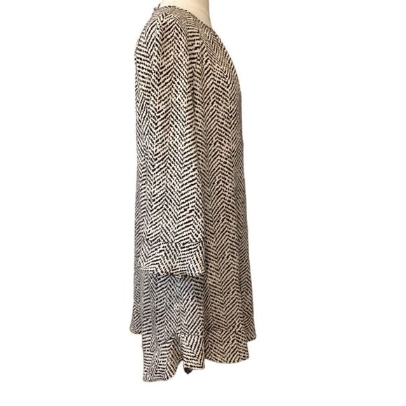 NWT Zara Women's Black Mix Printed Tunic Mini Dress Fluted Sleeve M - Picture 2 of 14